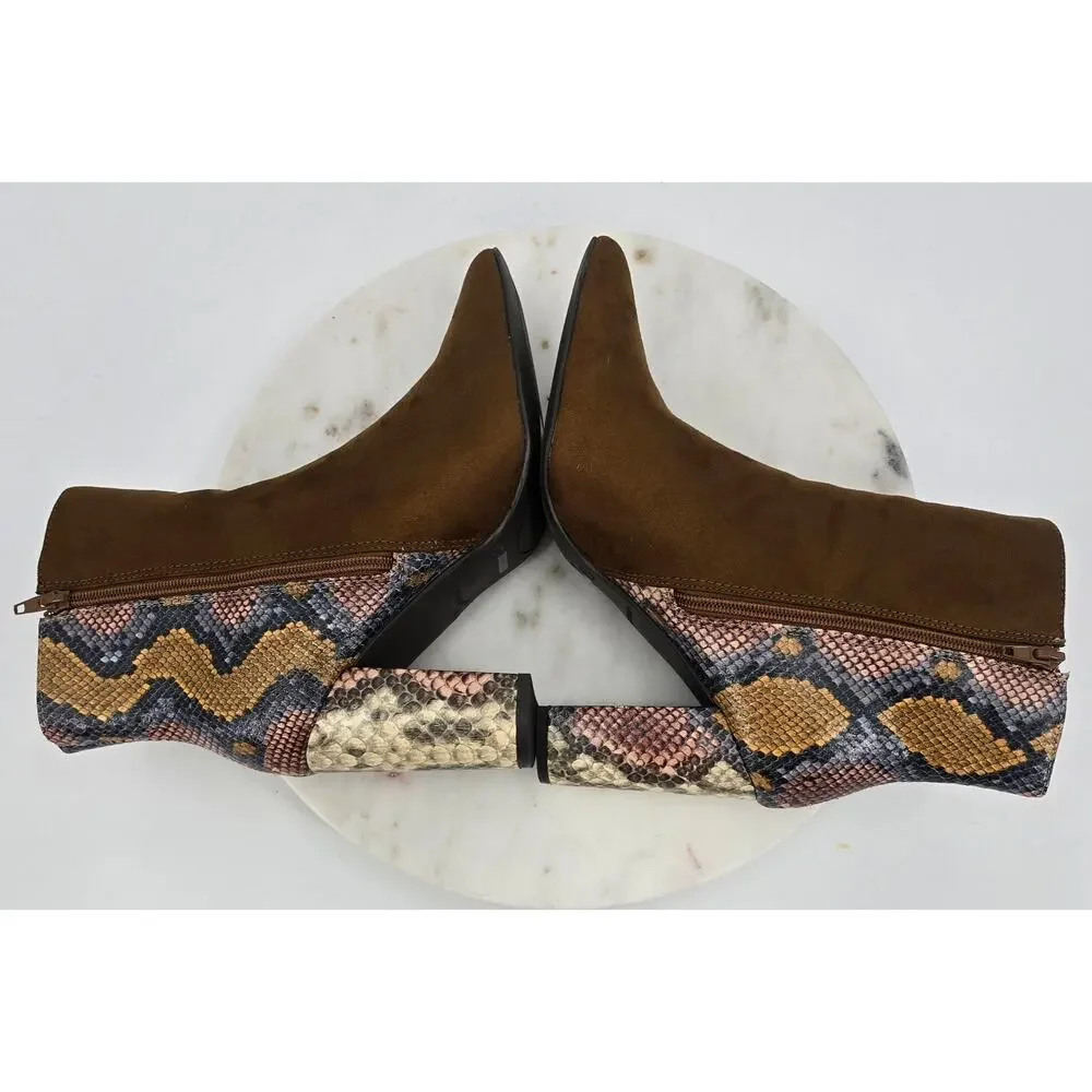 Bamboo‎ Faux Suede and Snake Skin Boots